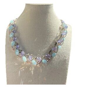Vintage Marks & Spencer glass & Crystal Twisted Necklace M&S Necklace Sz 20”
